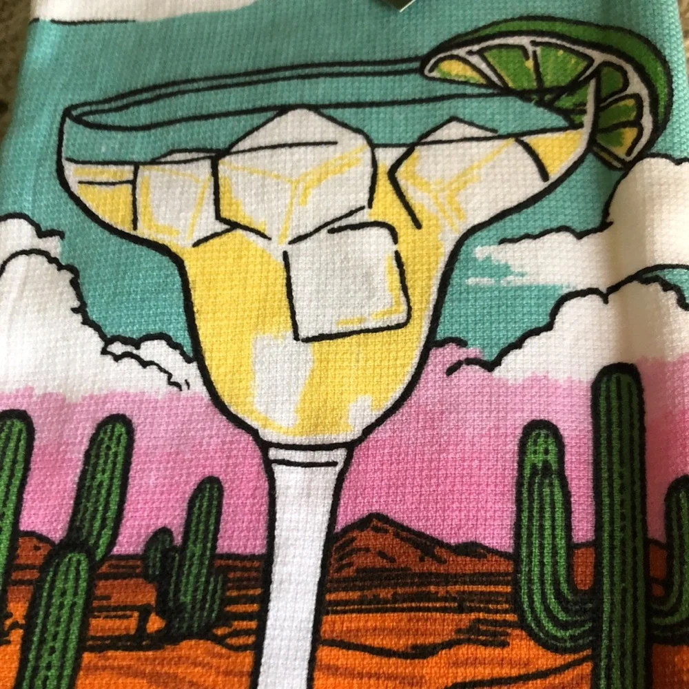 Colorful Cocktail Western Cactus Print Kitchen Towels